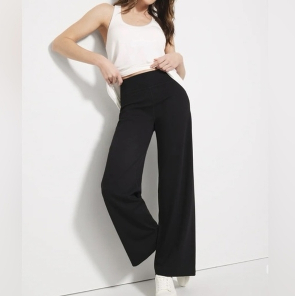 Soma Pants - Soma 24/7 High Waist Wide Leg Max Coverage Knit Black Wide-Leg Pants